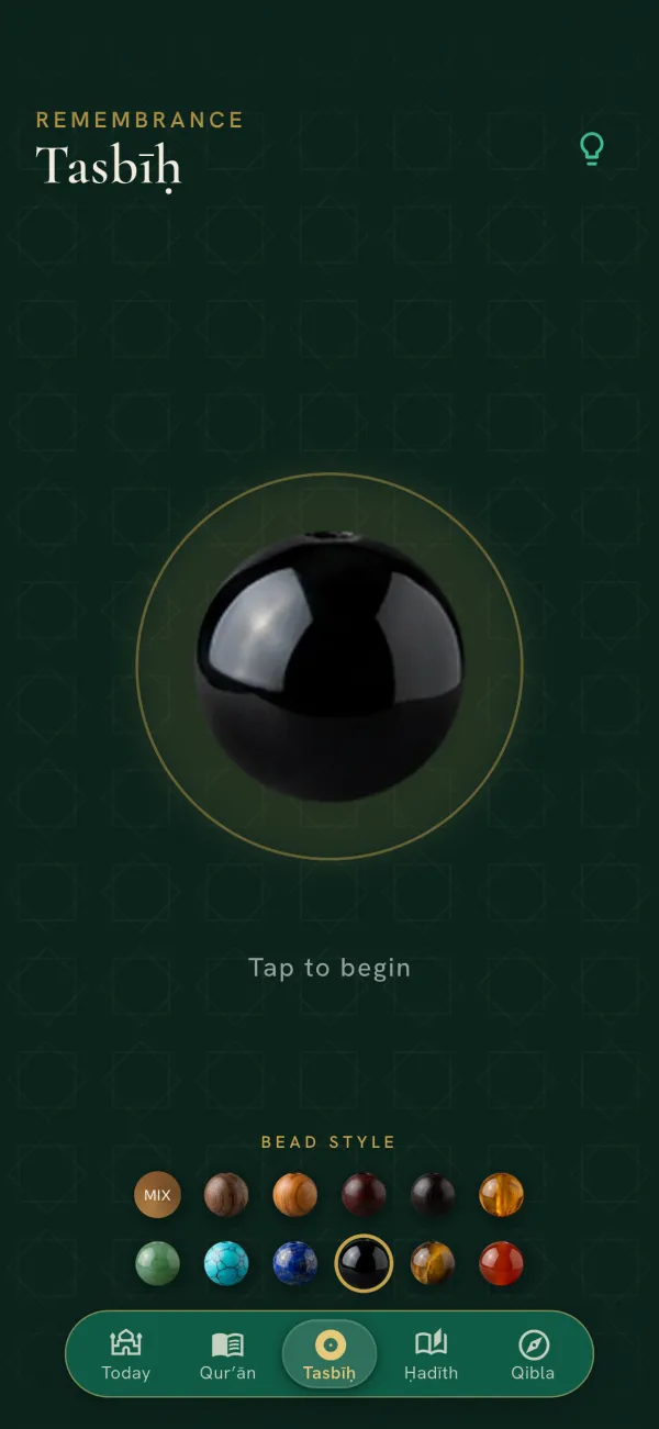 Tasbīḥ onyx bead